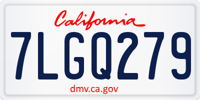 CA license plate 7LGQ279