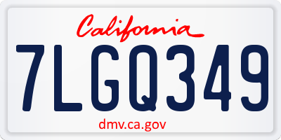 CA license plate 7LGQ349