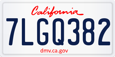 CA license plate 7LGQ382