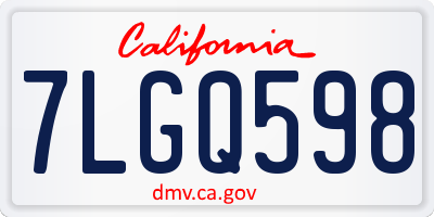 CA license plate 7LGQ598