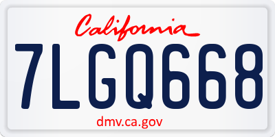 CA license plate 7LGQ668