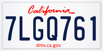 CA license plate 7LGQ761