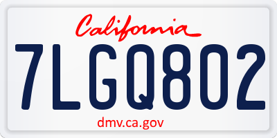 CA license plate 7LGQ802