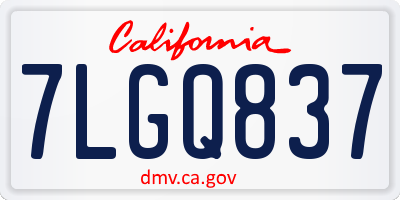 CA license plate 7LGQ837