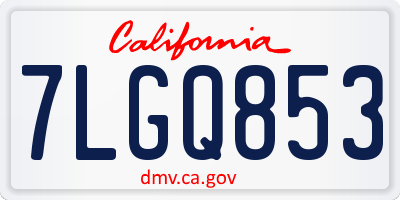 CA license plate 7LGQ853