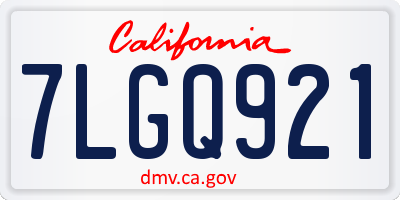 CA license plate 7LGQ921
