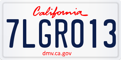 CA license plate 7LGR013
