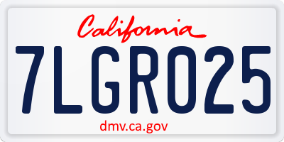CA license plate 7LGR025