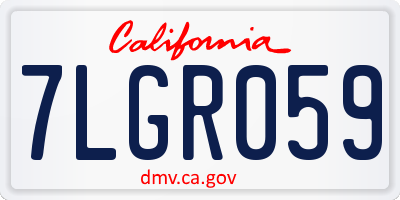 CA license plate 7LGR059