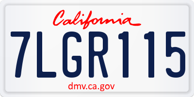 CA license plate 7LGR115