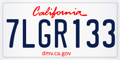 CA license plate 7LGR133