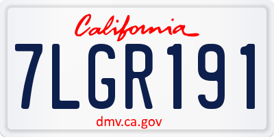 CA license plate 7LGR191