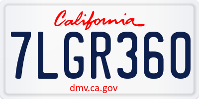 CA license plate 7LGR360