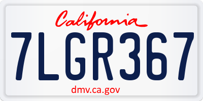 CA license plate 7LGR367