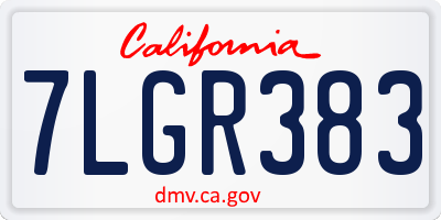 CA license plate 7LGR383