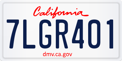 CA license plate 7LGR401