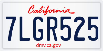 CA license plate 7LGR525