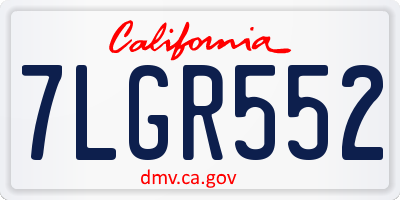 CA license plate 7LGR552