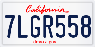 CA license plate 7LGR558