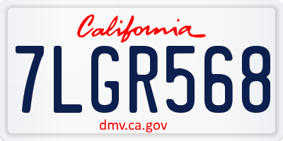 CA license plate 7LGR568