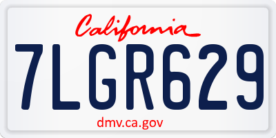 CA license plate 7LGR629