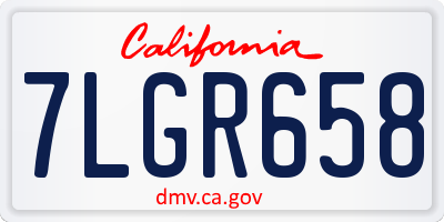 CA license plate 7LGR658