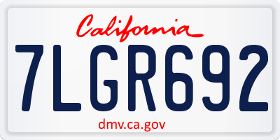 CA license plate 7LGR692