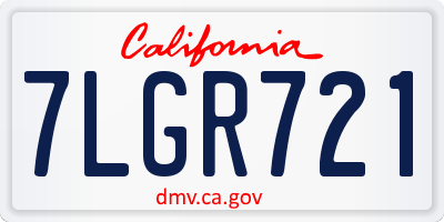 CA license plate 7LGR721