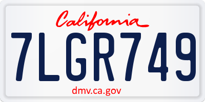 CA license plate 7LGR749