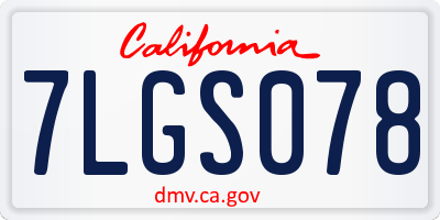 CA license plate 7LGS078