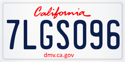 CA license plate 7LGS096