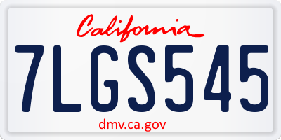CA license plate 7LGS545