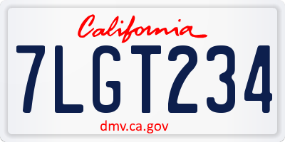 CA license plate 7LGT234