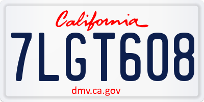 CA license plate 7LGT608