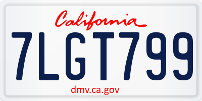 CA license plate 7LGT799