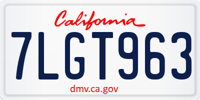 CA license plate 7LGT963