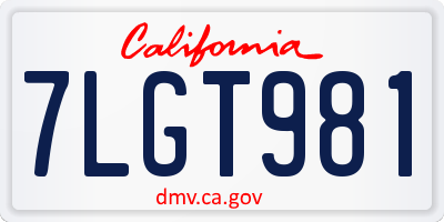 CA license plate 7LGT981