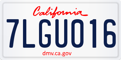 CA license plate 7LGU016