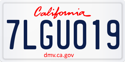 CA license plate 7LGU019