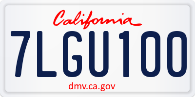 CA license plate 7LGU100