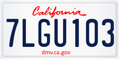 CA license plate 7LGU103