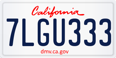 CA license plate 7LGU333