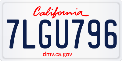 CA license plate 7LGU796