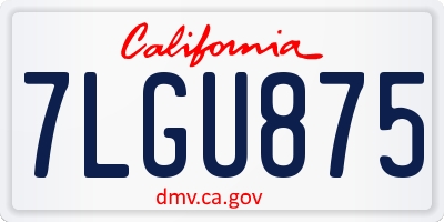 CA license plate 7LGU875