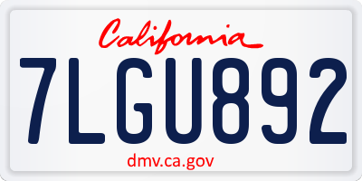 CA license plate 7LGU892