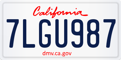 CA license plate 7LGU987