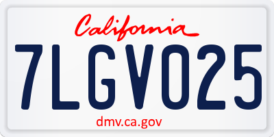 CA license plate 7LGV025
