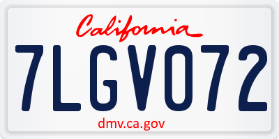 CA license plate 7LGV072