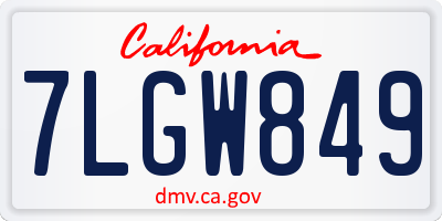 CA license plate 7LGW849