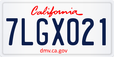 CA license plate 7LGX021